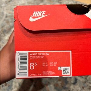 Nike Red and White Dunk Low Box